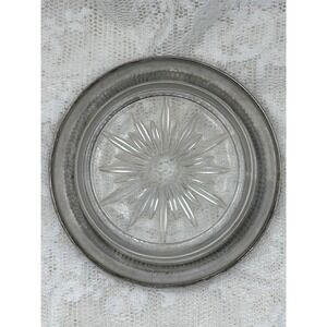 Frank M Whiting Sterling Silver Glass Coaster Starburst Beaded Rim Vintage 05